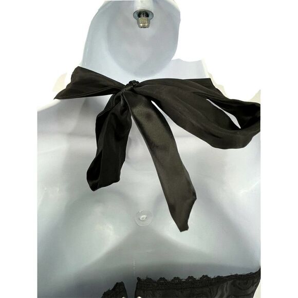 Fredericks of Hollywood Size 34 S M Corset Goth Lolita Black Hook Lace Up Satin - Picture 9 of 15